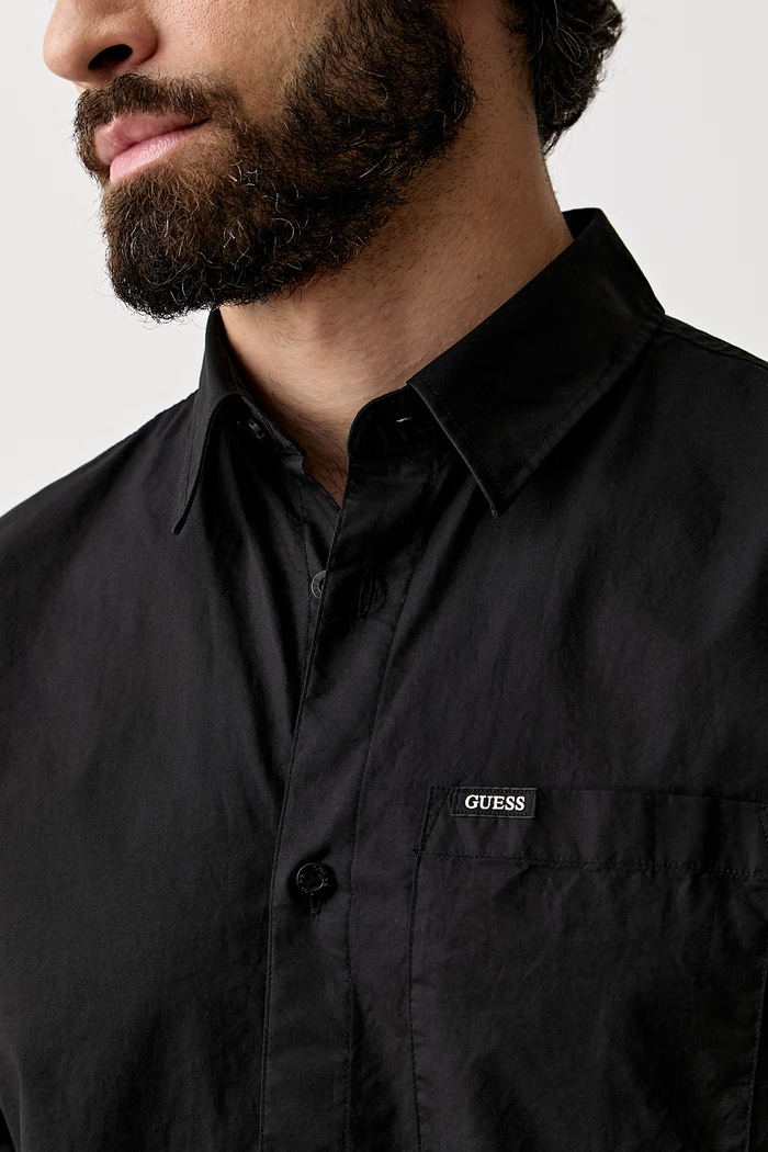 Guess πουκάμισο ανδρικό βαμβακερό M6YH14.W2736 μαύρο