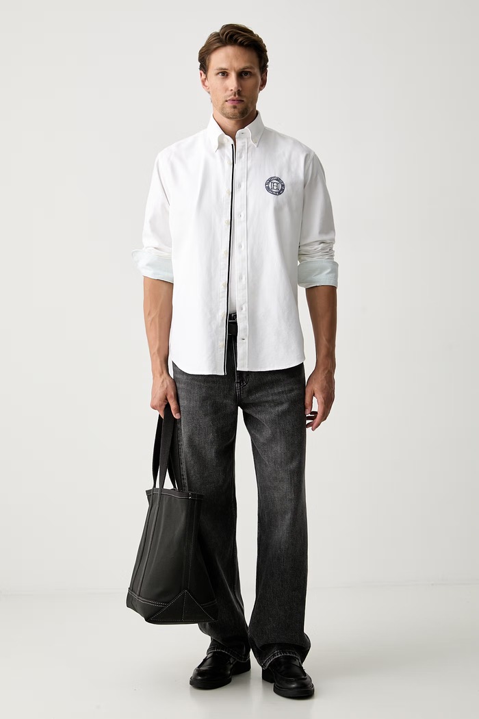 Hackett London Koszula oxford męska bawełniana HM3010768 biały AW26