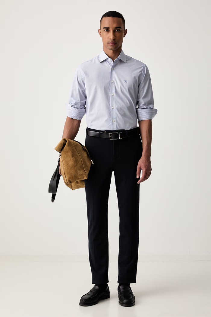 Hackett London bluzka koszulowa męska z bawełną HM3010750 niebieski AW26