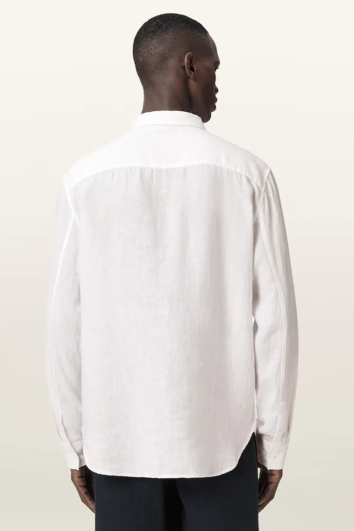 AllSaints koszula męska lniana LOOM M172SC biały AW26