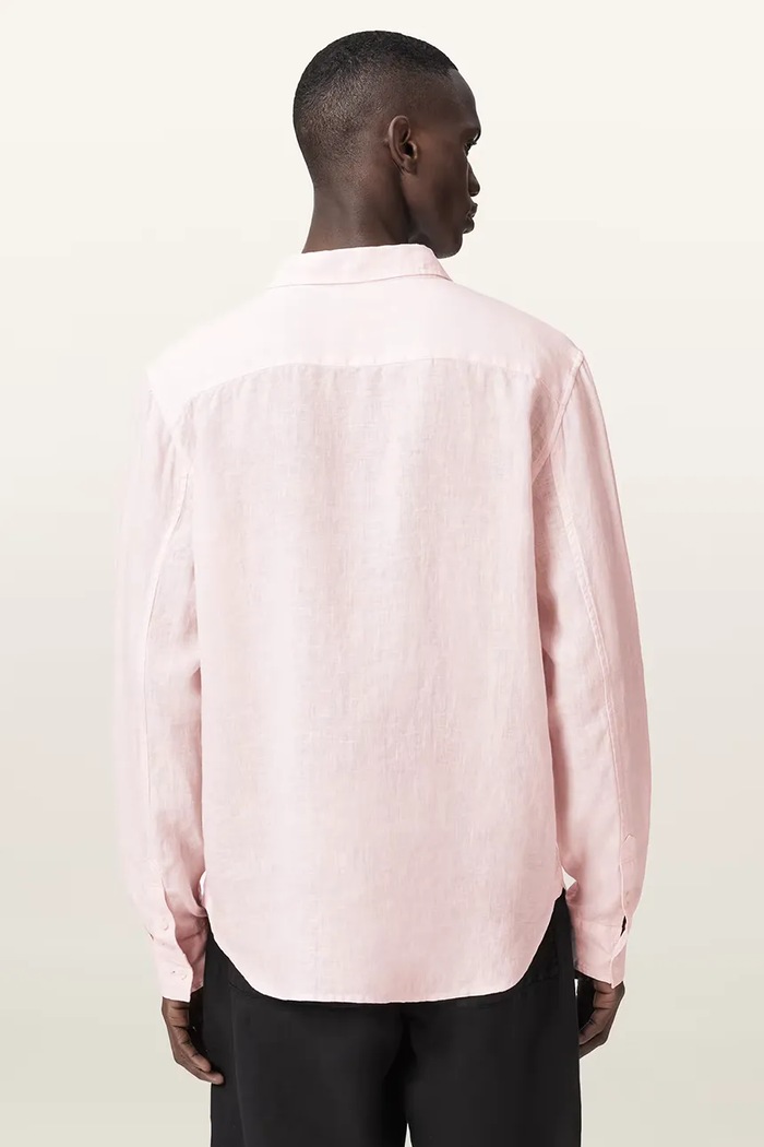 AllSaints koszula męska lniana LOOM M172SC różowy AW26