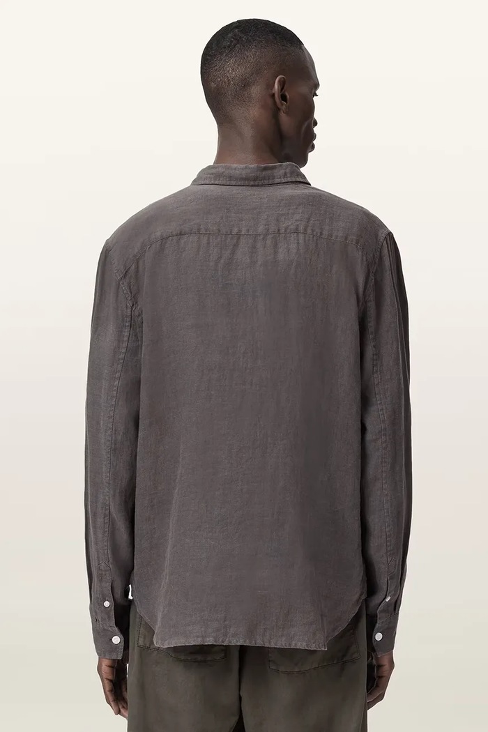 AllSaints koszula męska lniana LOOM M172SC szary AW26