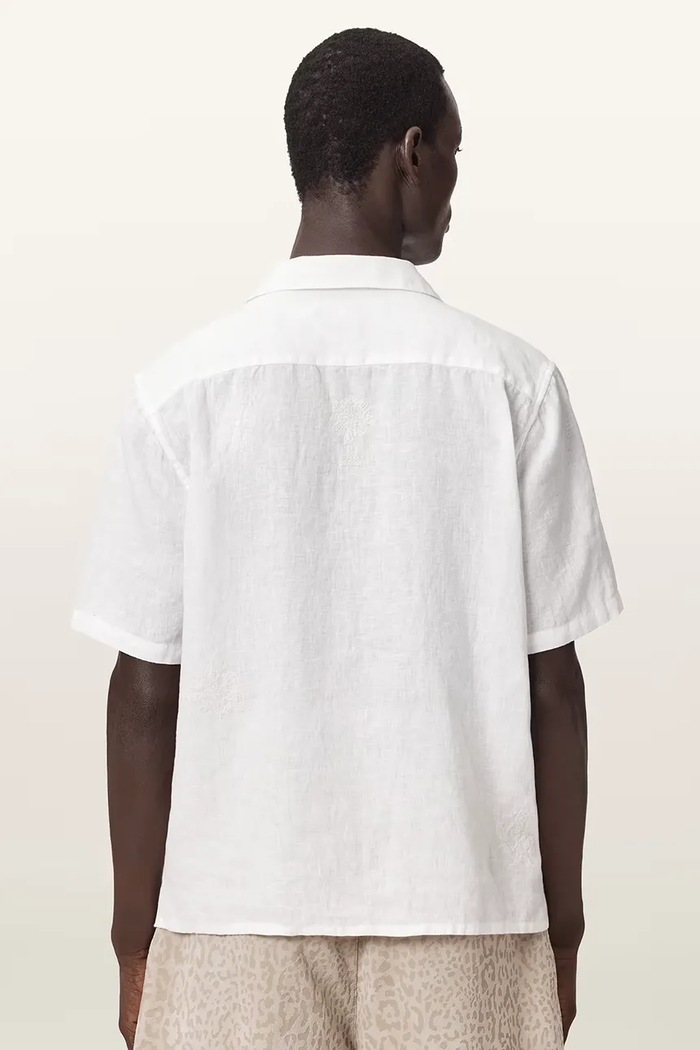 AllSaints koszula męska lniana SEPAL M114SE biały AW26