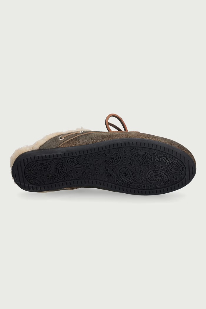 Kapcie damskie zamszowe Boat Loafer Mule Fur Brushed Posa zielony PW50.305
