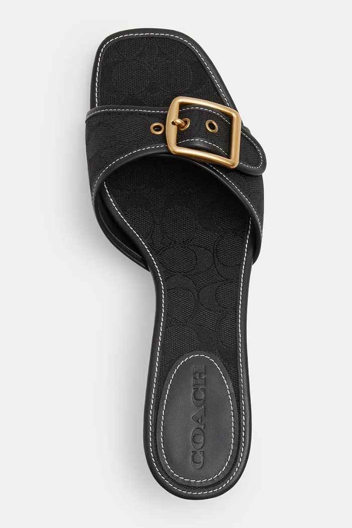 Klapki na niskim obcasie damskie Margot Sandal Coach CCM10.BLK czarny