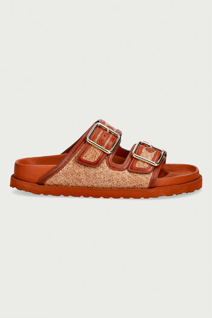Birkenstock 1774 Arizona Raffia klapki damskie 1032507 brązowy AW26