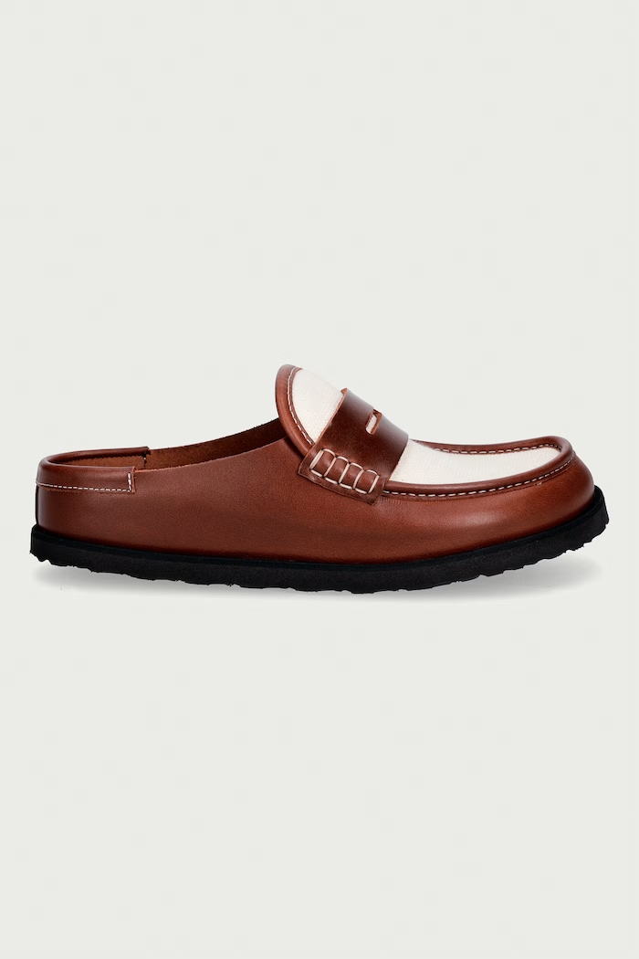 Birkenstock 1774 Naples Wrapped Canvas klapki mules damskie skórzane 1032445 brązowy AW26