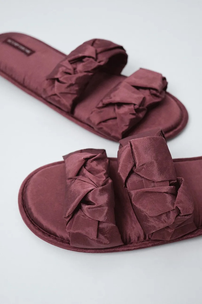 Kapcie na płaskim obcasie damskie FF ROSE SLPRS women'secret 4994446 bordowy