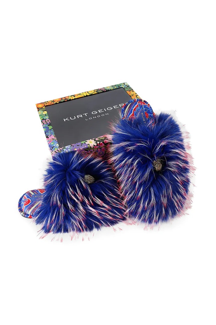 Kapcie damskie z miękkiego materiału Kensington Slippers Kurt Geiger London granatowy 6318989999