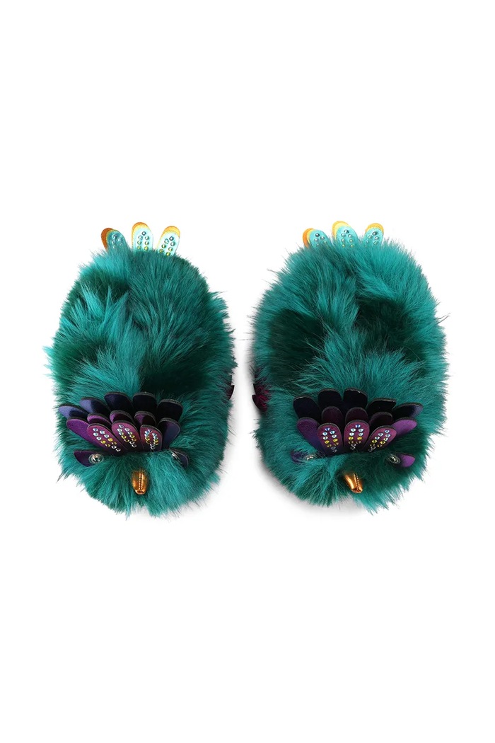 Kurt Geiger London Kapcie damskie Eagle Fluff Slipper 6312970999 turkusowy AW26