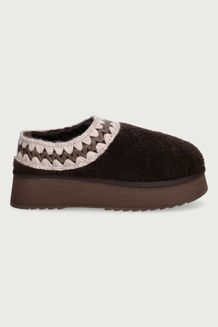 Mou Papuče dámske Platform Clog Curly Sheepskin MU.FW681009M.MOCHA hnedá AW26