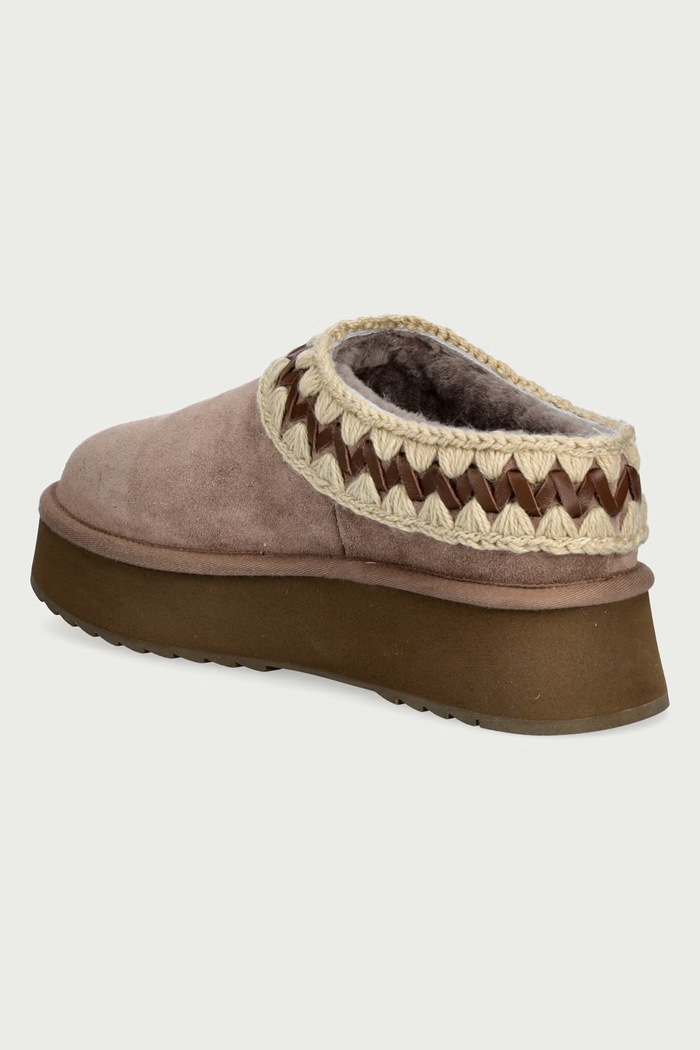 Obuwie Mou Kapcie damskie zamszowe Platform Clog Suede Leather St MU.FW681009A.ELGRY beżowy