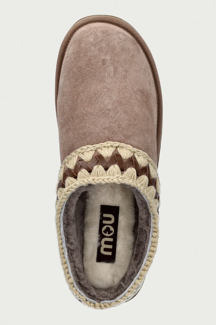 Kapcie damskie zamszowe Platform Clog Suede Leather St Mou MU.FW681009A.ELGRY beżowy