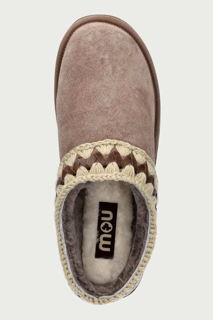 Kapcie damskie zamszowe Platform Clog Suede Leather St Mou MU.FW681009A.ELGRY beżowy