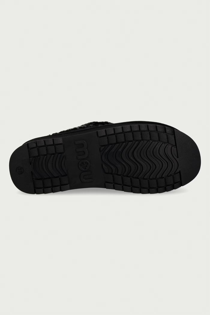 Чехли сабо дамски от велур Clog Eskimo Platform Mou черен MU.FW681004A.BKBK