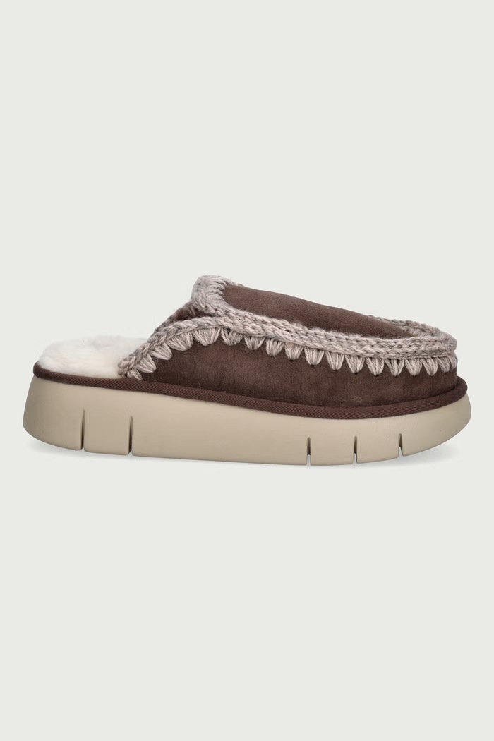 Mou Papuče za žene od brušene kože Bounce Clog MU.FW531014A.BRPEP smeđa AW26