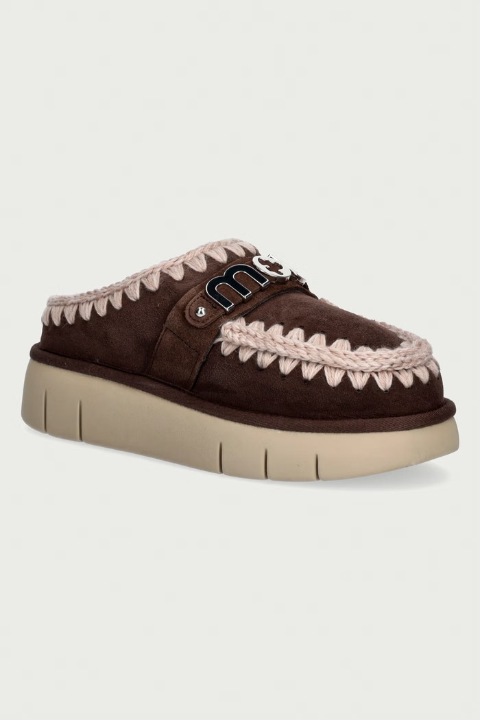 Mou Papuče dámske semišové Bounce Clog Metal Logo hnedá MU.FW531001A.MOCHA