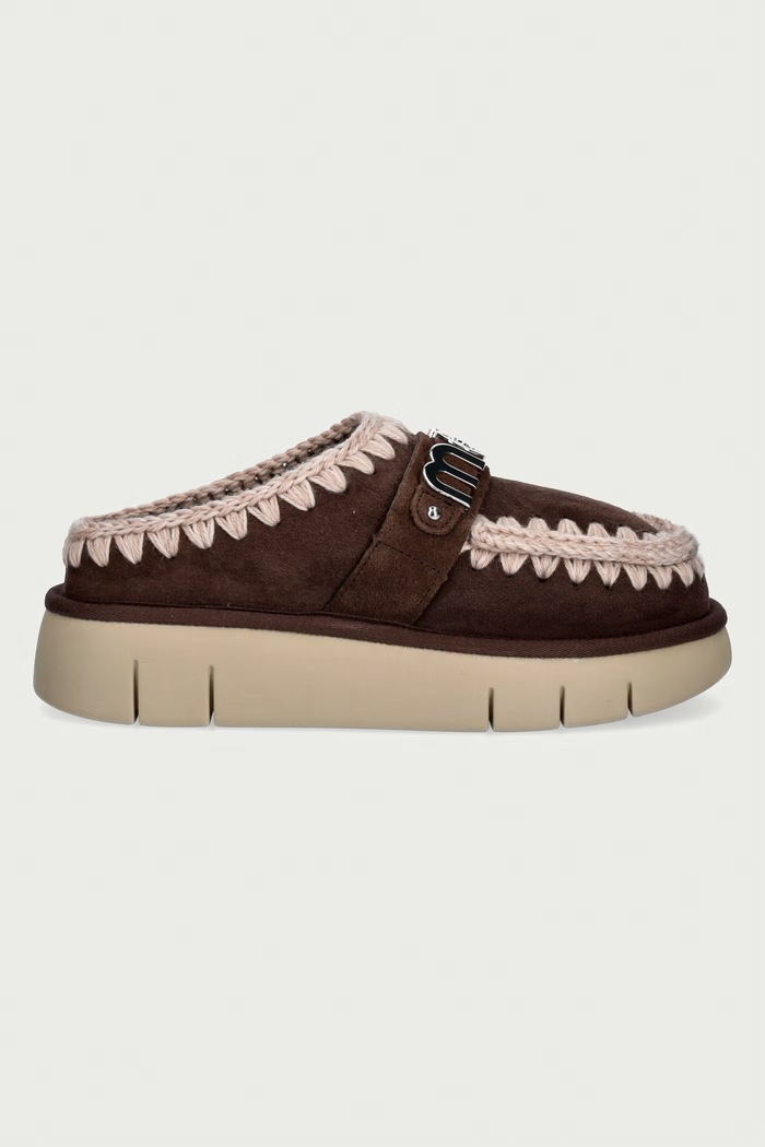 Mou Papuče dámske semišové Bounce Clog Metal Logo MU.FW531001A.MOCHA hnedá AW26