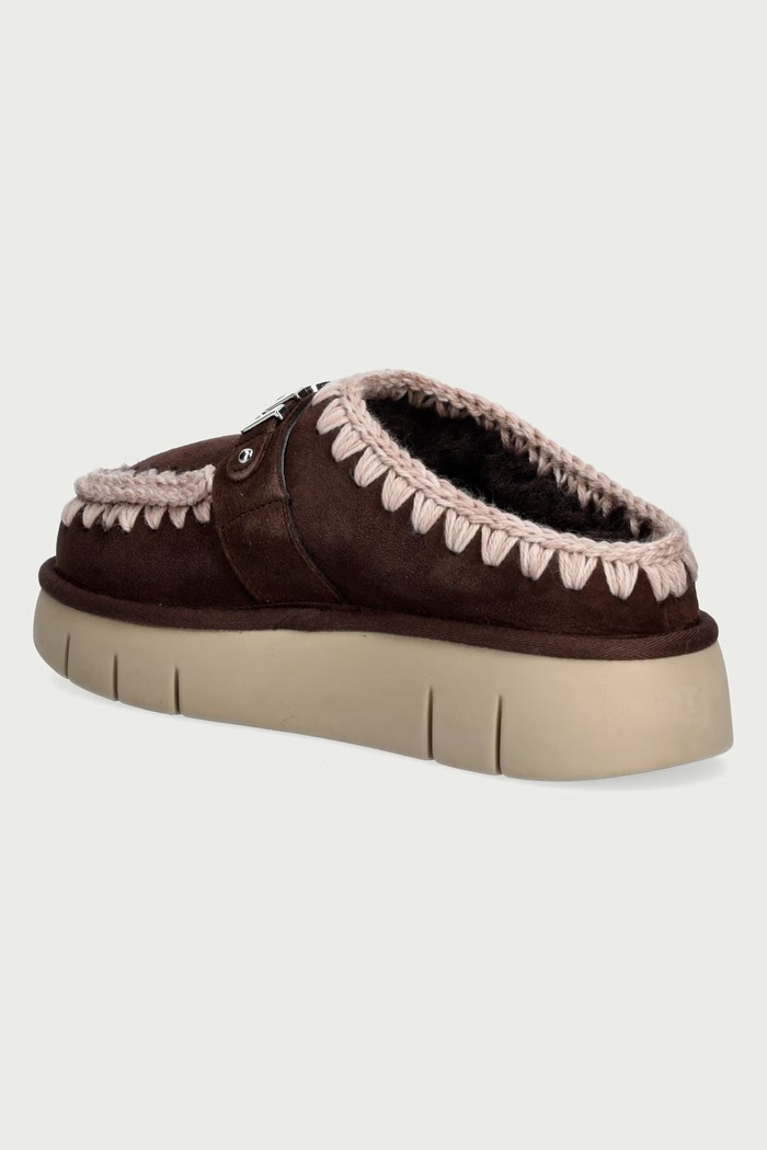 Obuv Mou Papuče dámske semišové Bounce Clog Metal Logo MU.FW531001A.MOCHA hnedá