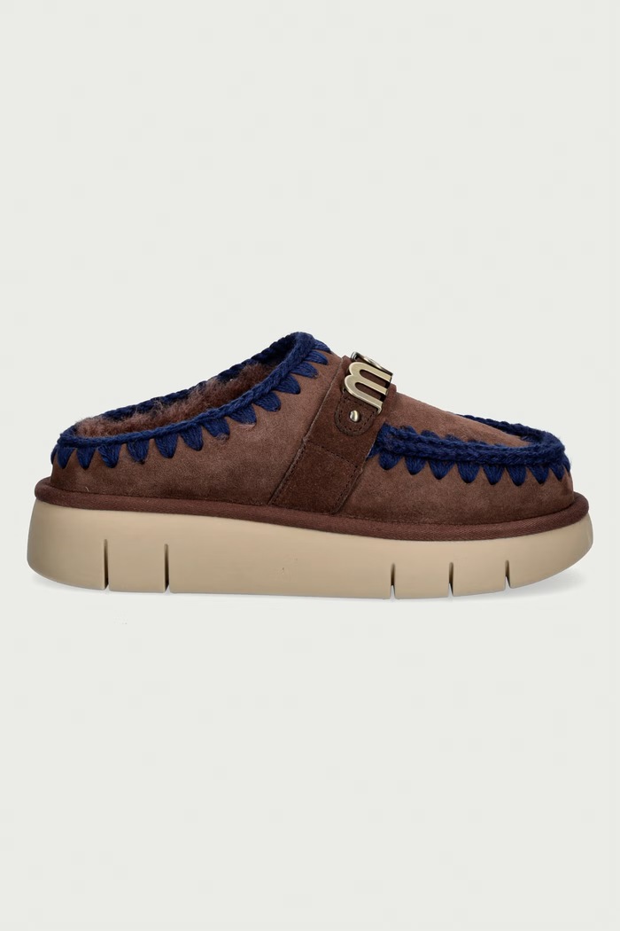 Mou Papuče dámske semišové Bounce Clog Metal Logo MU.FW531001A.BRPNAV hnedá AW26