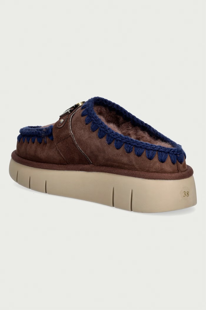 Obuv Mou Papuče dámske semišové Bounce Clog Metal Logo MU.FW531001A.BRPNAV hnedá