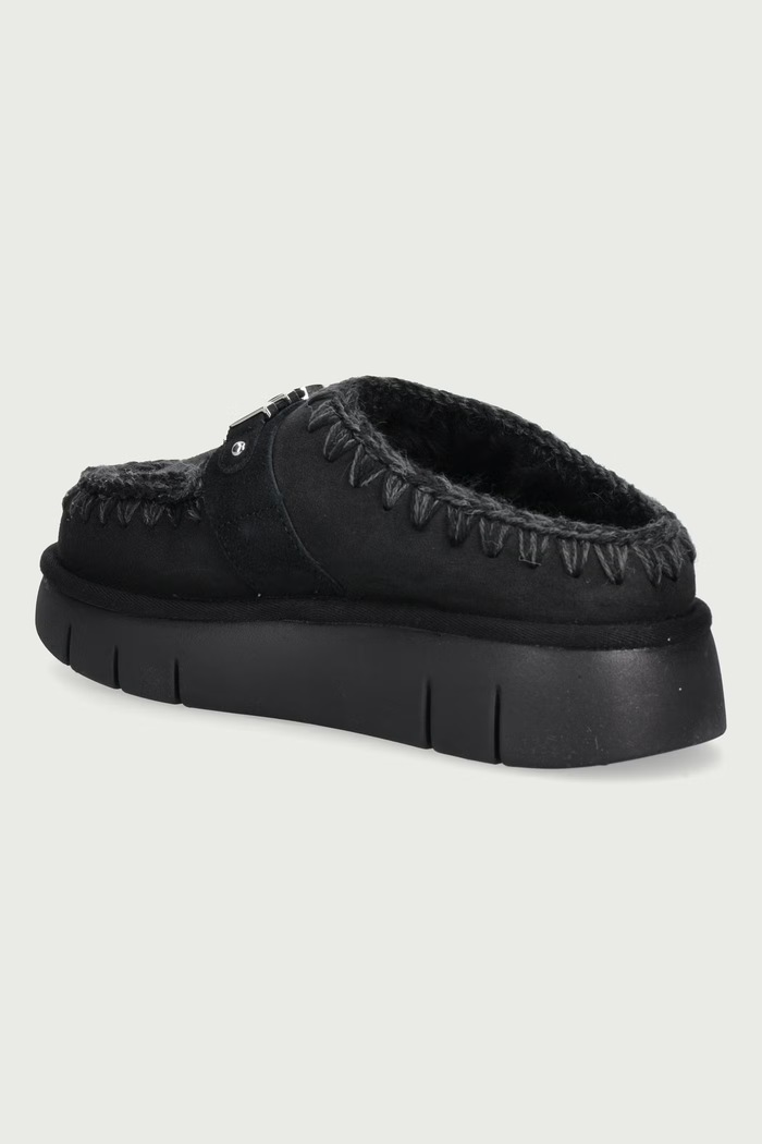 Obuća Mou Papuče za žene od brušene kože Bounce Clog Metal Logo MU.FW531001A.BKBK crna