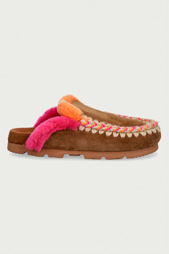Mou Σαγιονάρες Γυναικεία σουέτ Winter Bio Overstitching MU.FW431005A.COG καφέ AW26