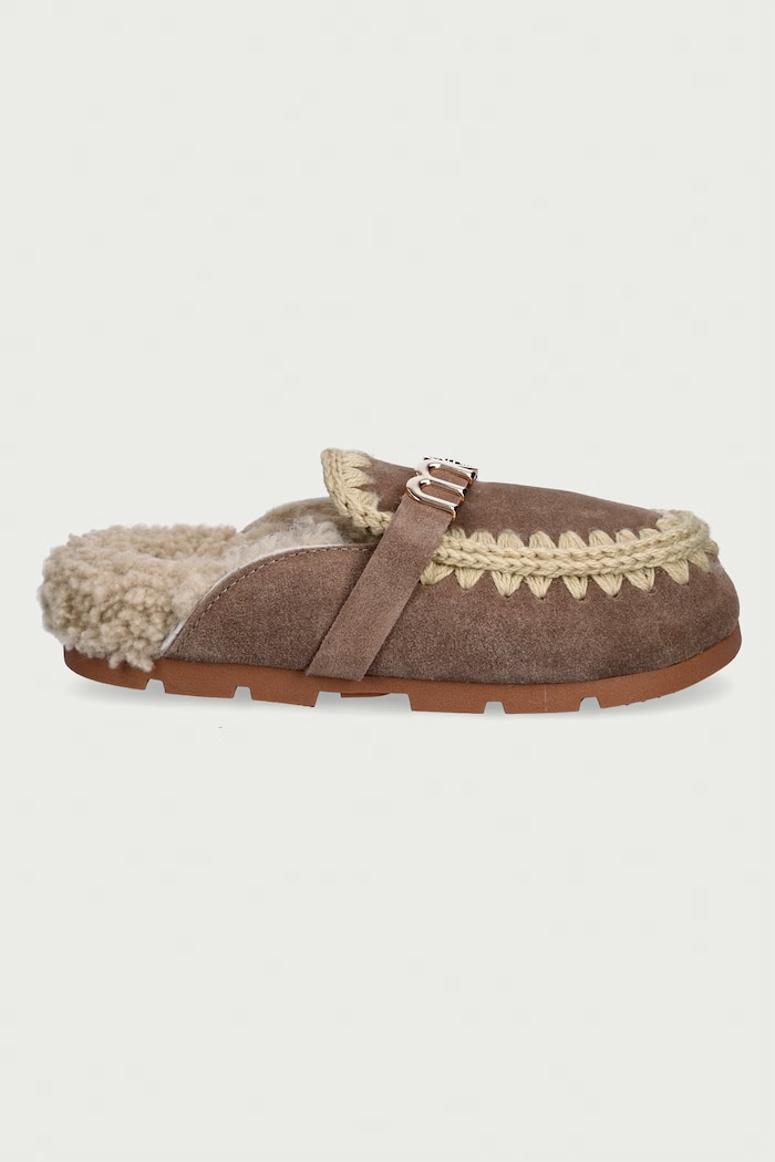 Mou Kapcie damskie zamszowe Winter Bio Slide Logo MU.FW431000A.ELGRY beżowy AW26