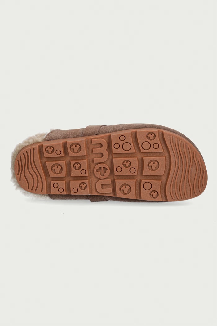 Kapcie damskie zamszowe Winter Bio Slide Logo Mou beżowy MU.FW431000A.ELGRY