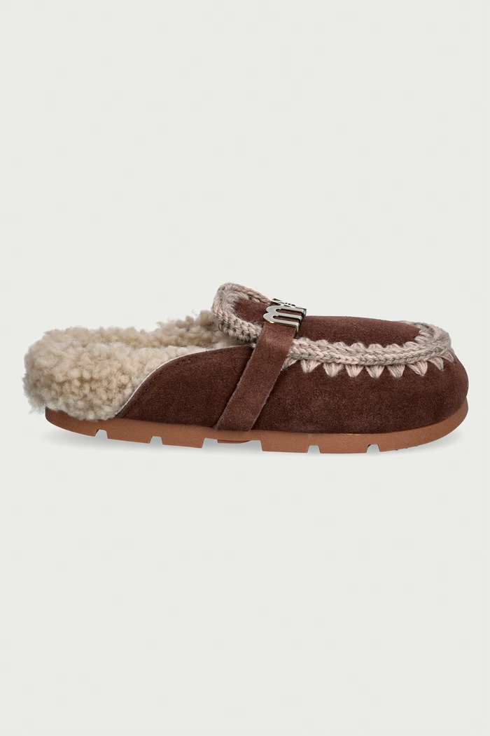 Mou Papuče dámske semišové Winter Bio Slide Logo MU.FW431000A.BRPEP hnedá AW26