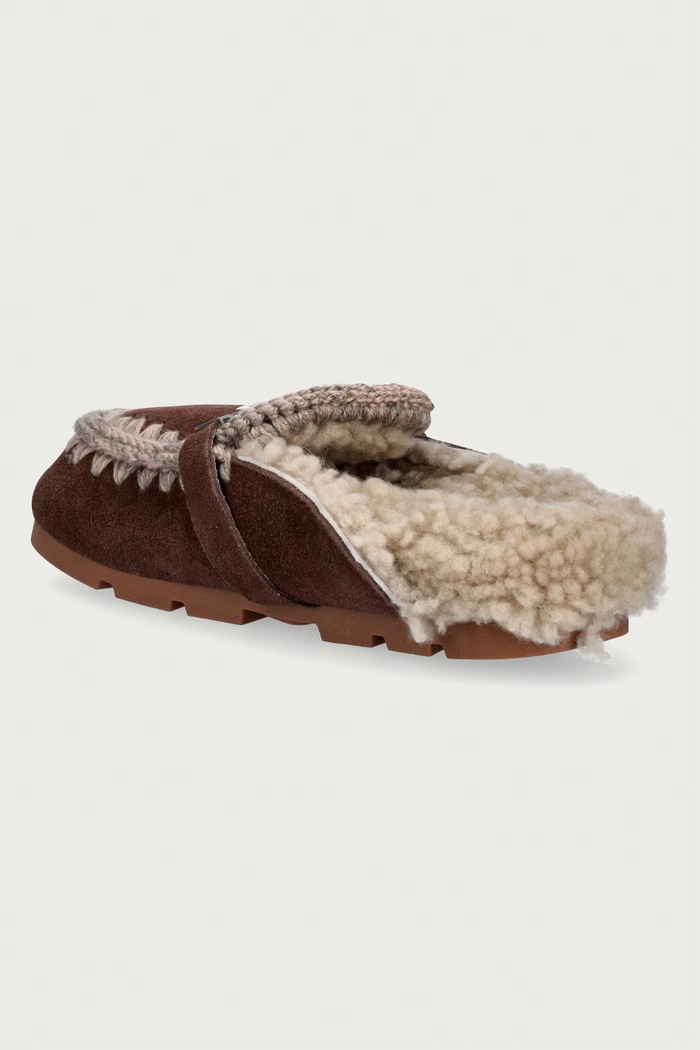 Obuv Mou Papuče dámske semišové Winter Bio Slide Logo MU.FW431000A.BRPEP hnedá