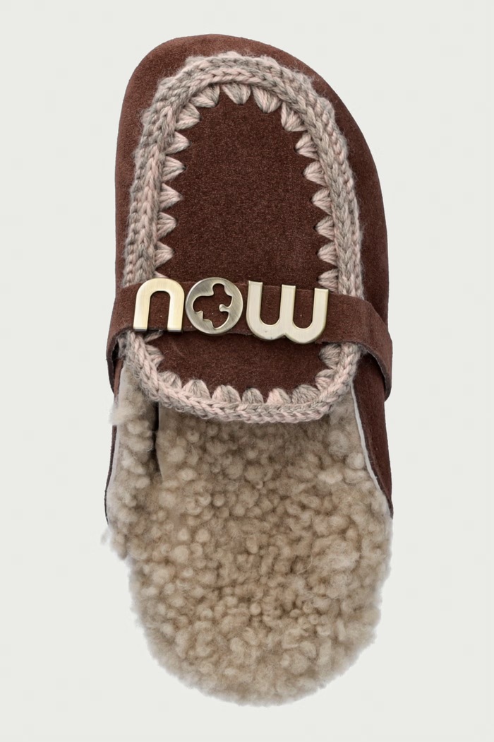 Papuče dámske semišové Winter Bio Slide Logo Mou MU.FW431000A.BRPEP hnedá
