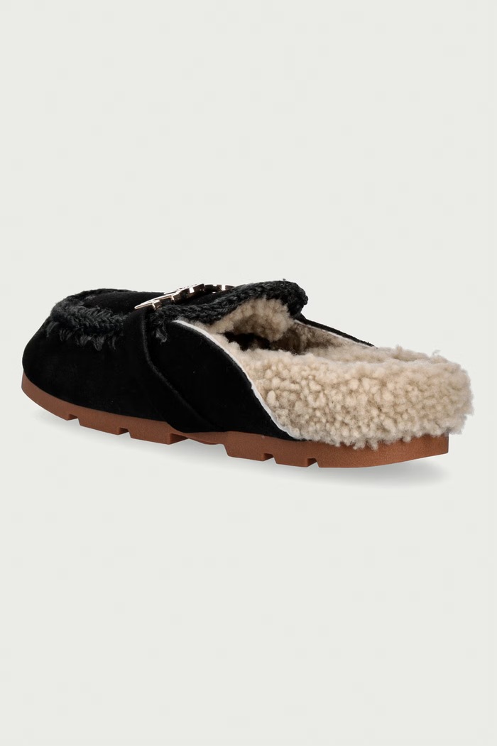 Обувки Mou Чехли дамски от велур Winter Bio Slide Logo MU.FW431000A.BKBK черен