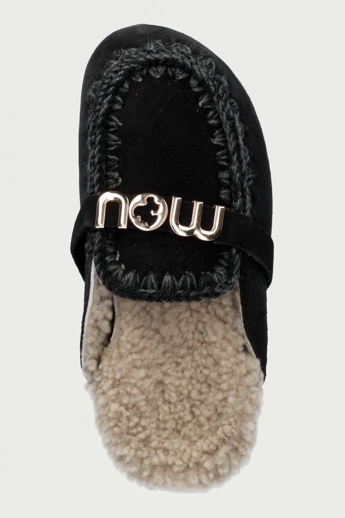 Чехли дамски от велур Winter Bio Slide Logo Mou MU.FW431000A.BKBK черен