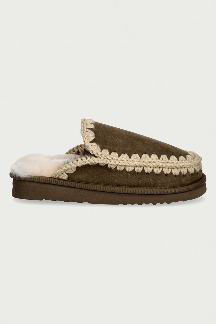 Mou Παντόφλες Γυναικείες σουέτ Eskimo Slipper MU.FW101125A.MOO πράσινο AW26