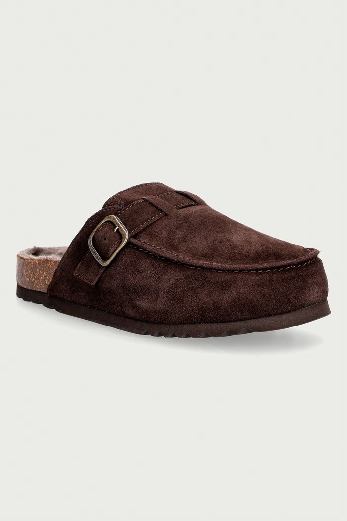 Scholl Σαγιονάρες Ανδρικές σουέτ DAKOTA FUR καφέ F014601019