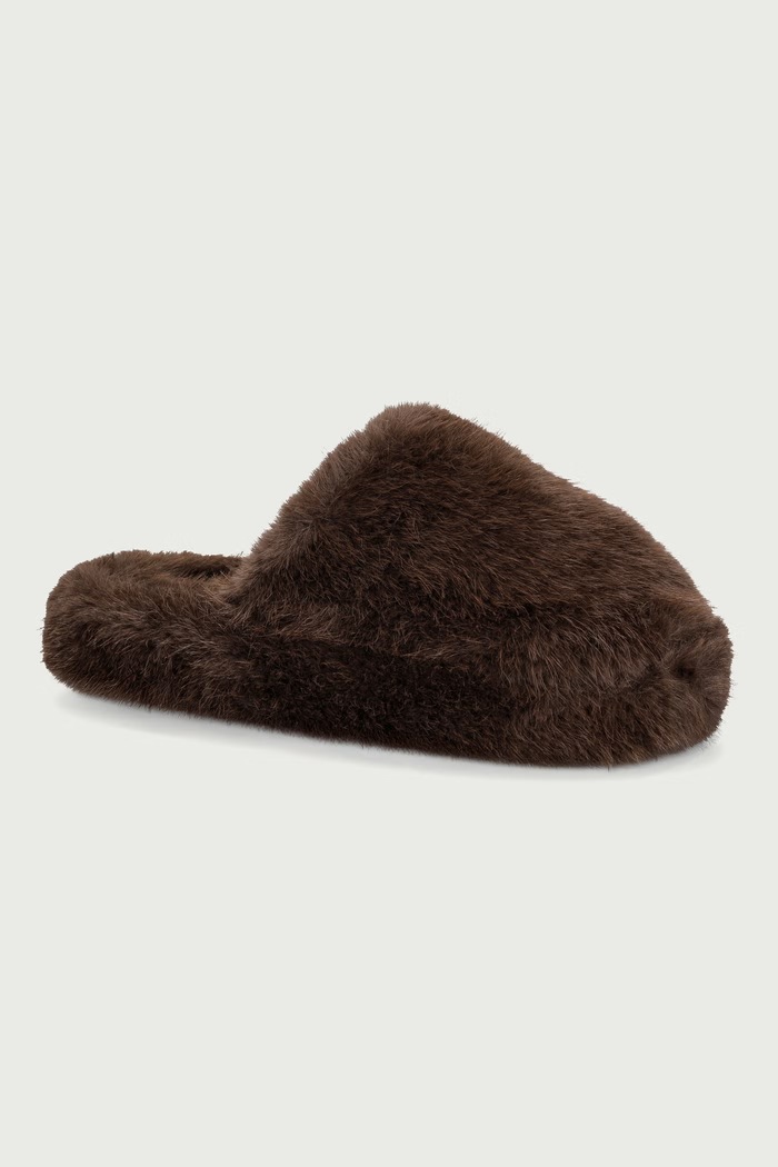 Scholl Kapcie damskie FLUFFY MULE brązowy F013941019