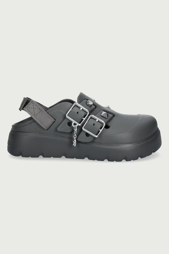 Crocs Klapki na platformie damskie Loaferette Star Studded Clog 214212.0YK szary AW26