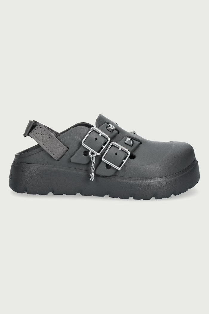 Crocs Klapki na platformie damskie Loaferette Star Studded Clog 214212.0YK szary AW26