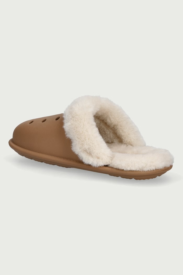 Obuwie Crocs Kapcie damskie Classic Fuzz Scuff Slipper 212143.2EY beżowy