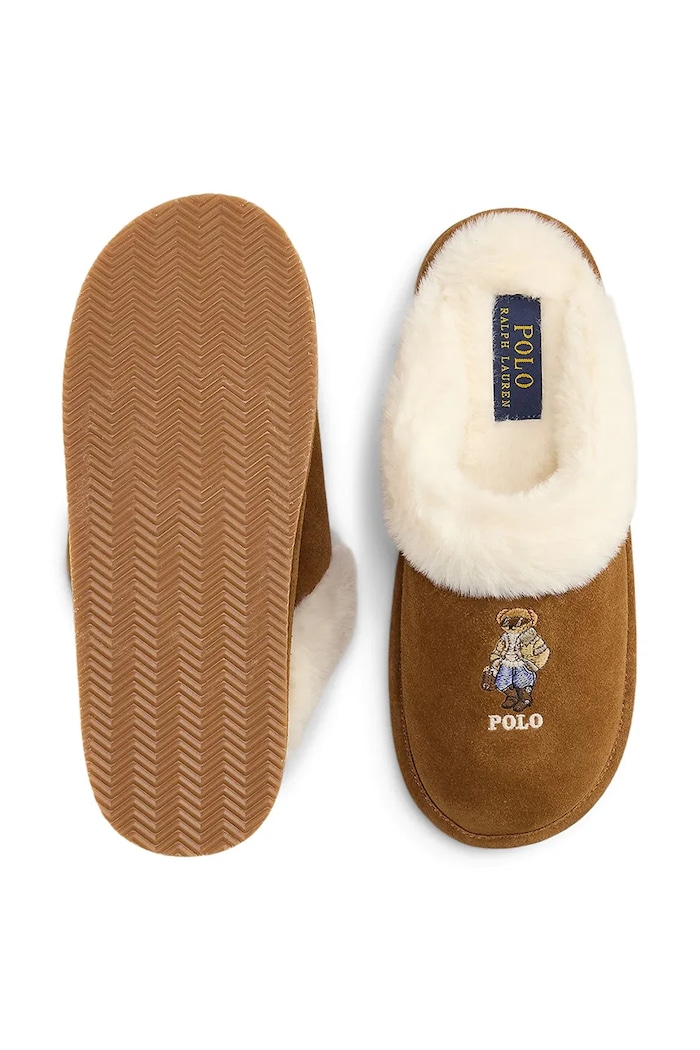 Παντόφλες Γυναικείες σουέτ Kayleigh Br Polo Ralph Lauren 842P24250002.201 καφέ