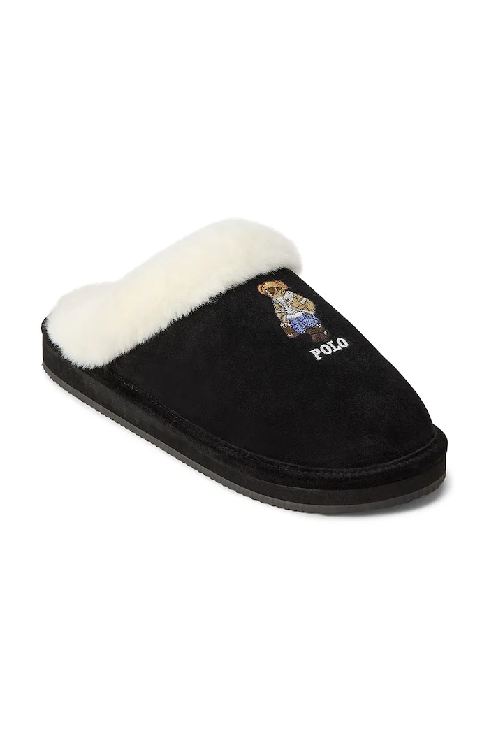 Polo Ralph Lauren Παντόφλες Γυναικείες σουέτ Kayleigh Br 842P24250001.001 μαύρο AW26