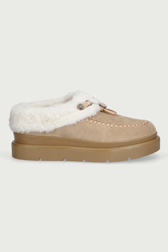Guess Παντόφλες Γυναικείες σουέτ KENDRY FLFKEY.LEA19.NATU μπεζ AW26