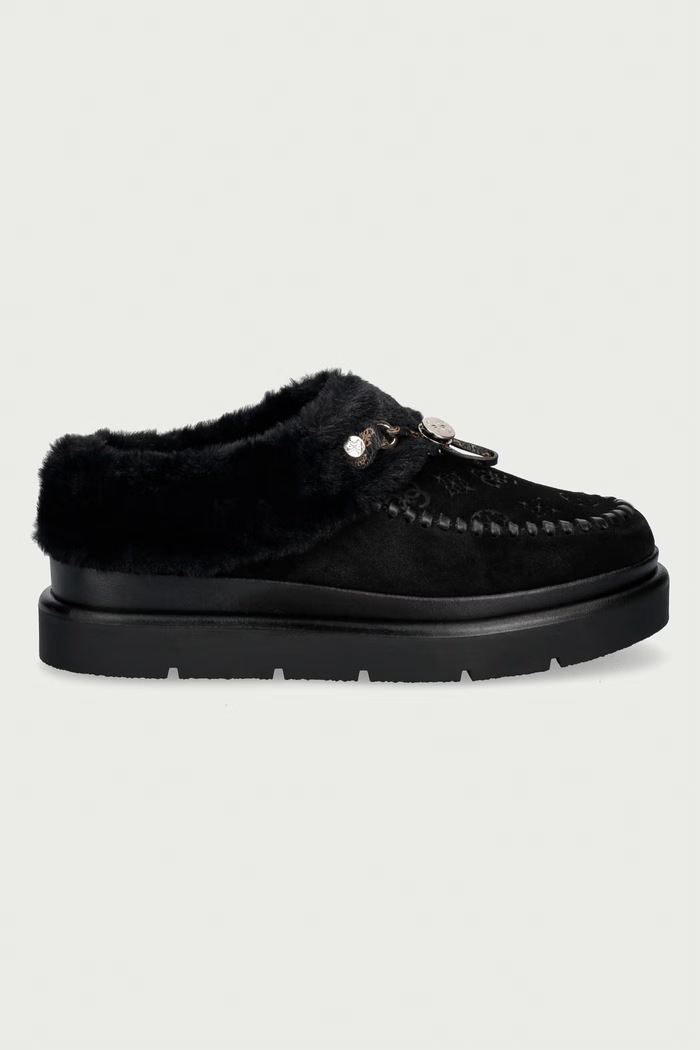 Guess Papuci de casă pentru femei KENDRY FLFKEY.LEA19.BLACK negru AW26