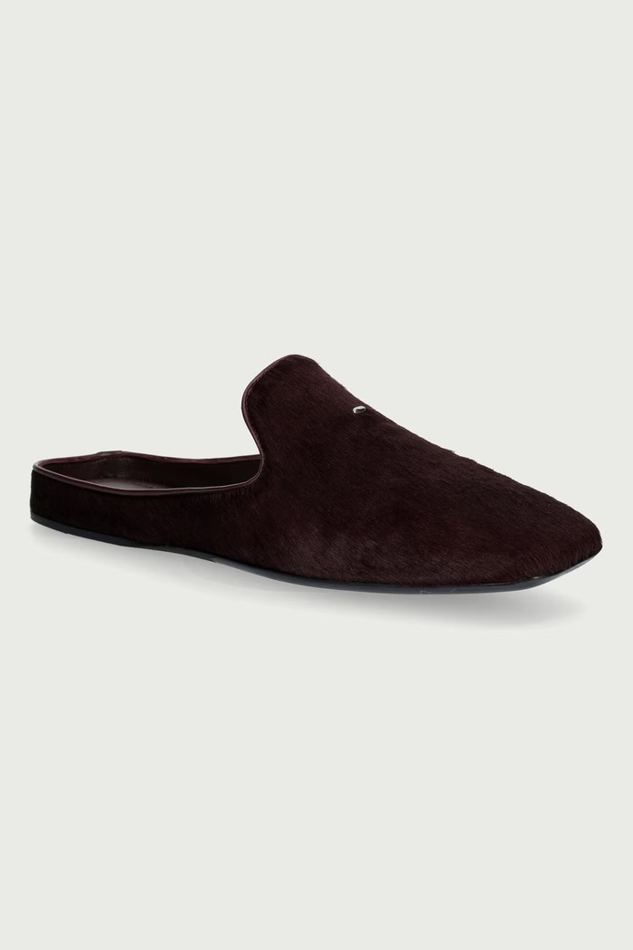 Max Mara Klapki mules damskie skórzane bordowy 2624526092600