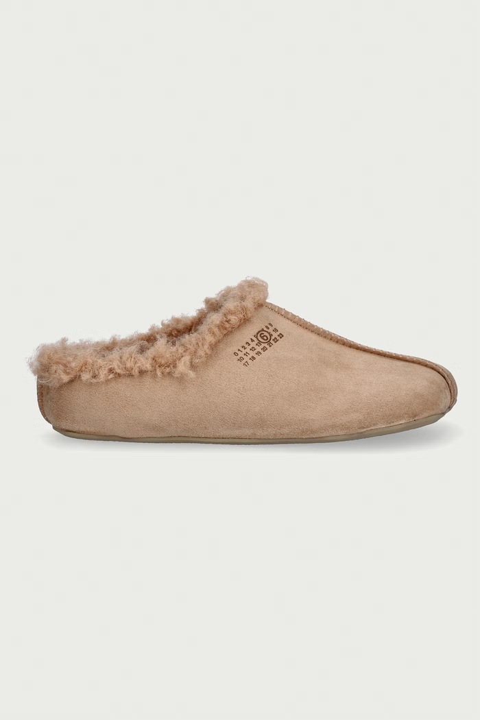 MM6 Maison Margiela kapcie damskie zamszowe S59WX0087.P7808 beżowy AW26