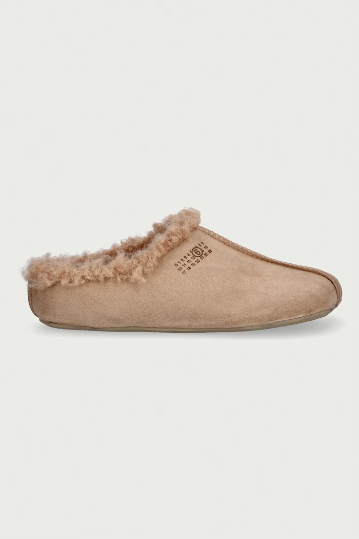 MM6 Maison Margiela kapcie damskie zamszowe S59WX0087.P7808 beżowy AW26