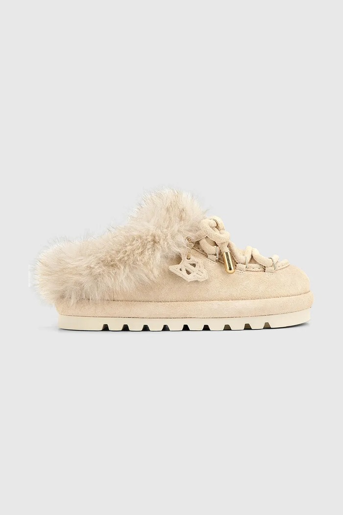 Naked Wolfe Kapcie damskie zamszowe Harlow beżowy Harlow.Ice.Suede