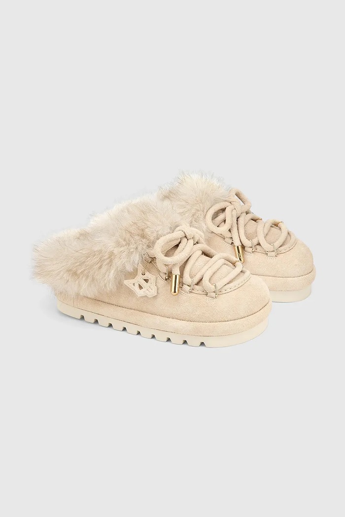 Naked Wolfe Kapcie damskie zamszowe Harlow Harlow.Ice.Suede beżowy AW26