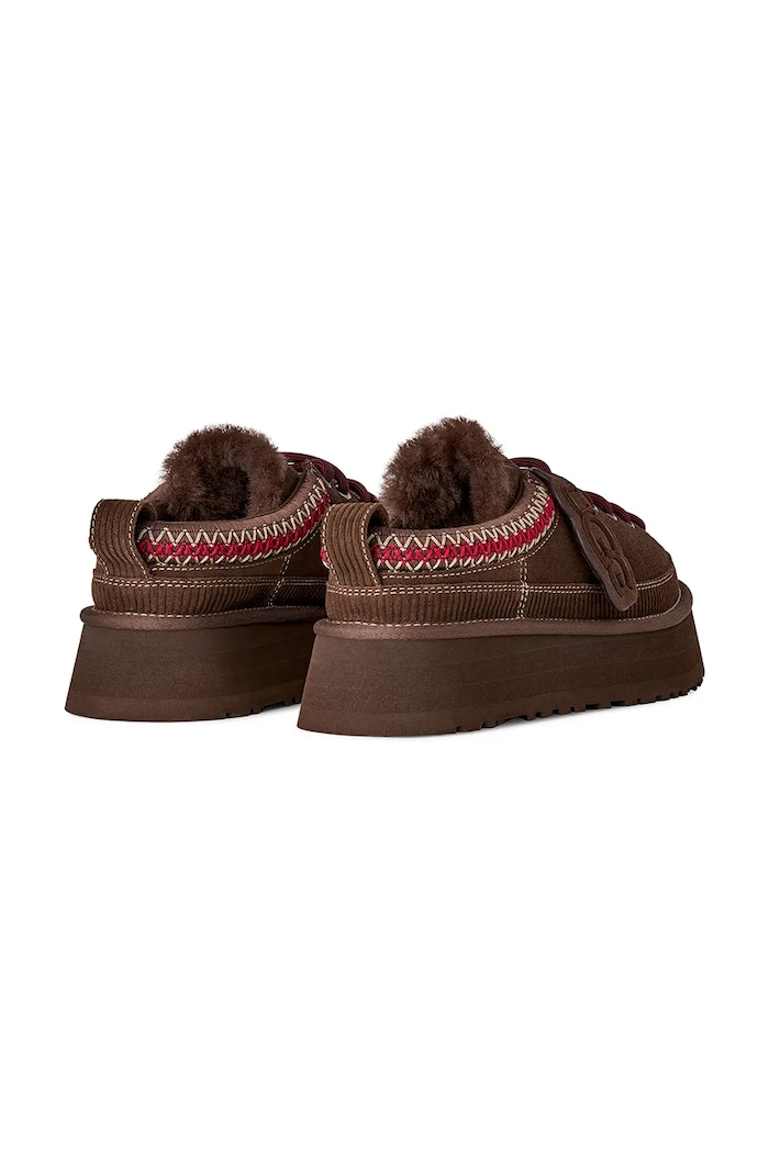 Παπούτσια UGG Παντόφλες γυναικείες σουέτ W Heritage Lace-Up Slipper 1180361.BCDR καφέ
